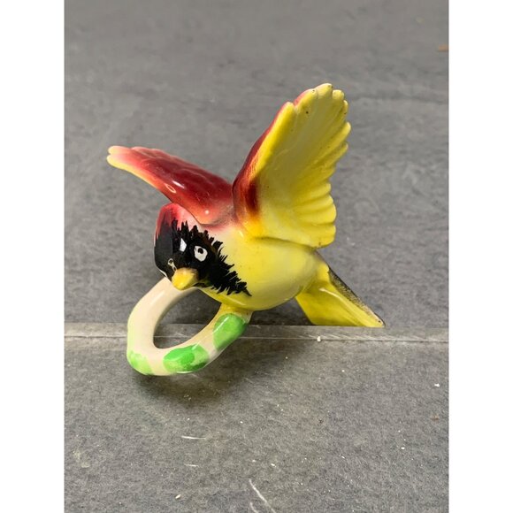 Vintage Yellow Bird Ceramic Napkin Ring Hand-Painted Made In Japan 1950s - Picture 1 of 7